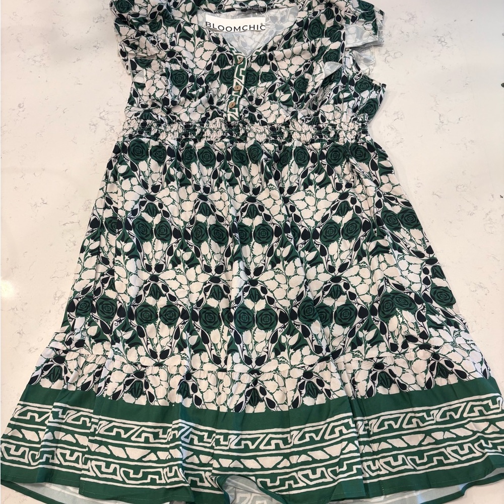 BloomChic Green and White Floral Dress with Tag